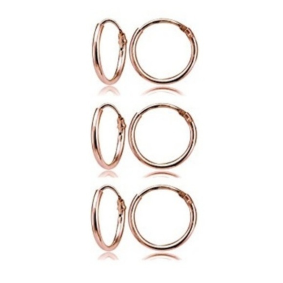 Rose Gold Flashed Sterling Silver Small Earrings - Picture 3 of 8